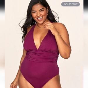 Adore Me Monroe Plum Halter One-Piece Swimsuit 1x